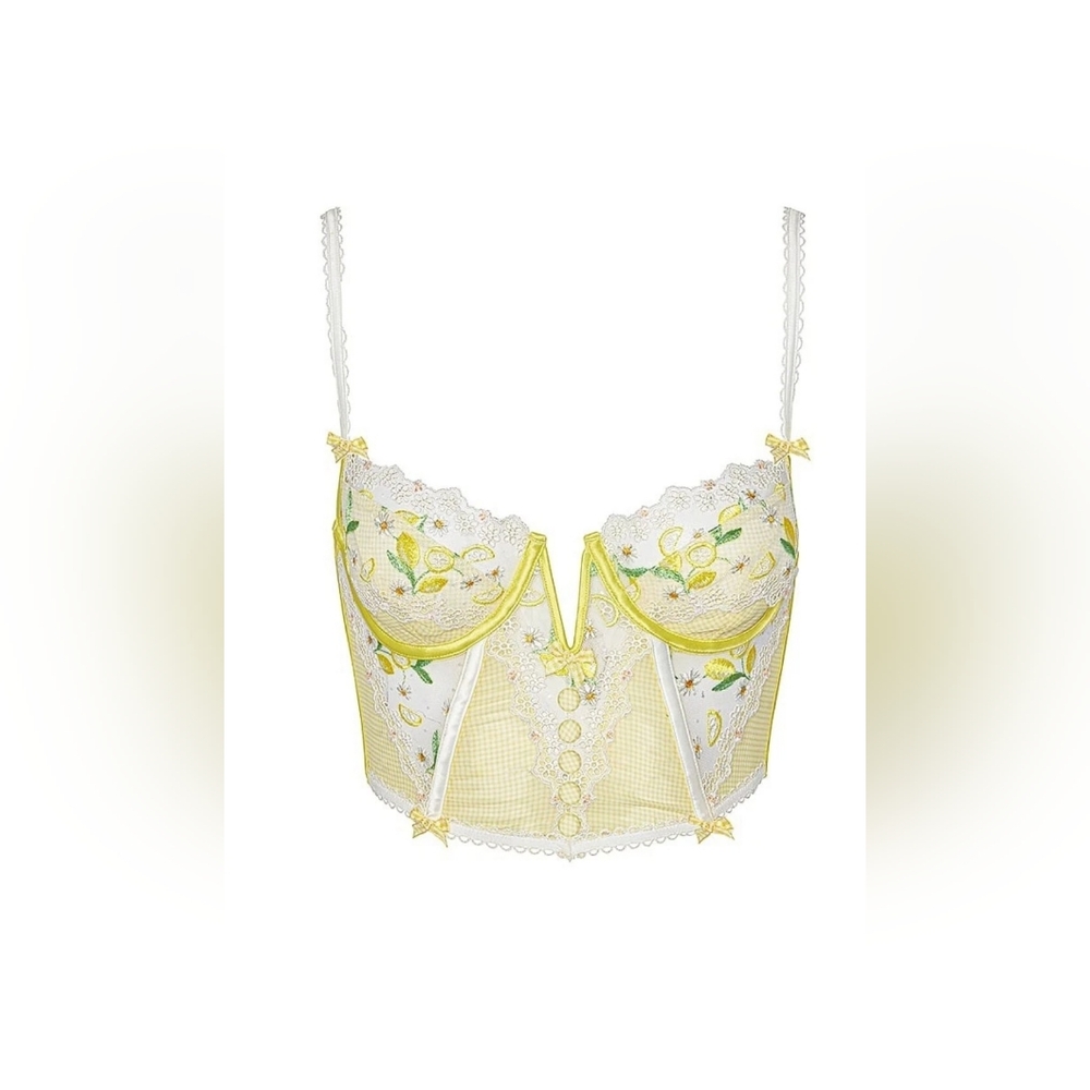 For Love And Lemons Yellow Floral Lace Bra - Picture 5 of 9